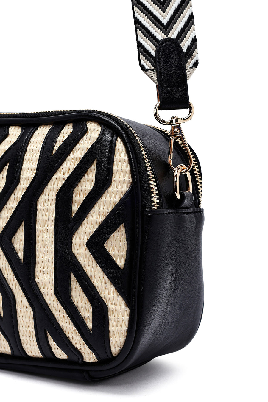 Woman Black Patterned Crossbody Bag