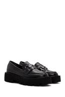 Women's Black Buckle Detailed Masculine Loafer | Derimod