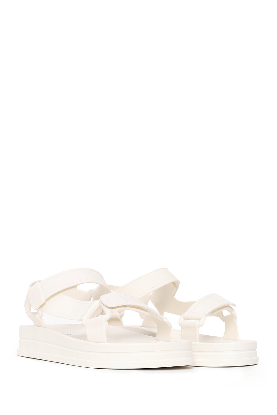 Women's White Strapped Chunky Sole Jelly Sandals