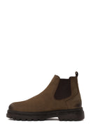 Male Beige Thick-Soled Nubuck Leather Chelsea Boots | Derimod