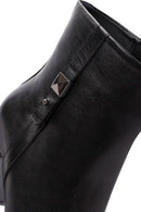 Women's Black Zippered Thick Heeled Leather Boots | Derimod