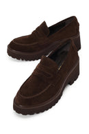 Woman Black Thick-Heeled Suede Masculine Loafer | Derimod