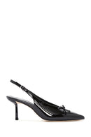 Women's Black Open Back Thin Heel Patent Leather Shoes | Derimod