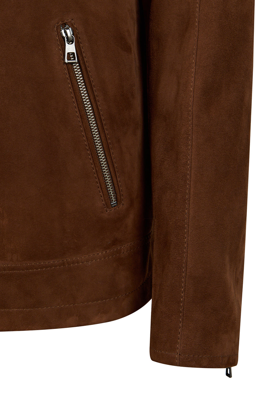Howard Male Brown Slim-Fit Suede Leather Jacket