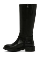 Women's Black Zippered Leather Boots | Derimod