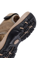 Men's Beige Leather Sandals | Derimod