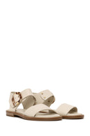 Women's Beige Leather Ankle Buckle Sandals | Derimod