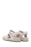 Women's Gray Leather Comfort Sandals | Derimod