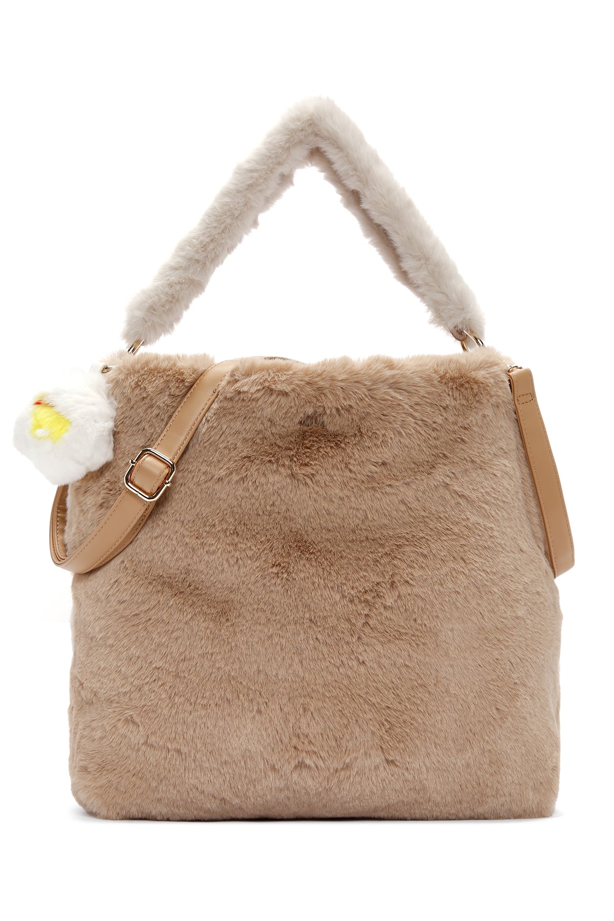 Women's Beige Long Strap Plush Shoulder Bag 23WBD2527PH | Derimod