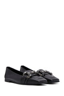 Women's Black Stone Leather Loafer | Derimod