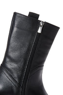 Women's Black Thick Soled Leather Boots | Derimod