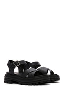 Women's Black Ankle Strap Thick Soled Sandals | Derimod