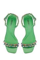 Women's Green Faux Leather Sandals | Derimod