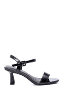 Women's Black Patent Leather Heeled Sandals | Derimod