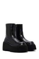 Women's Black Thick Soled Zippered Leather Boots | Derimod