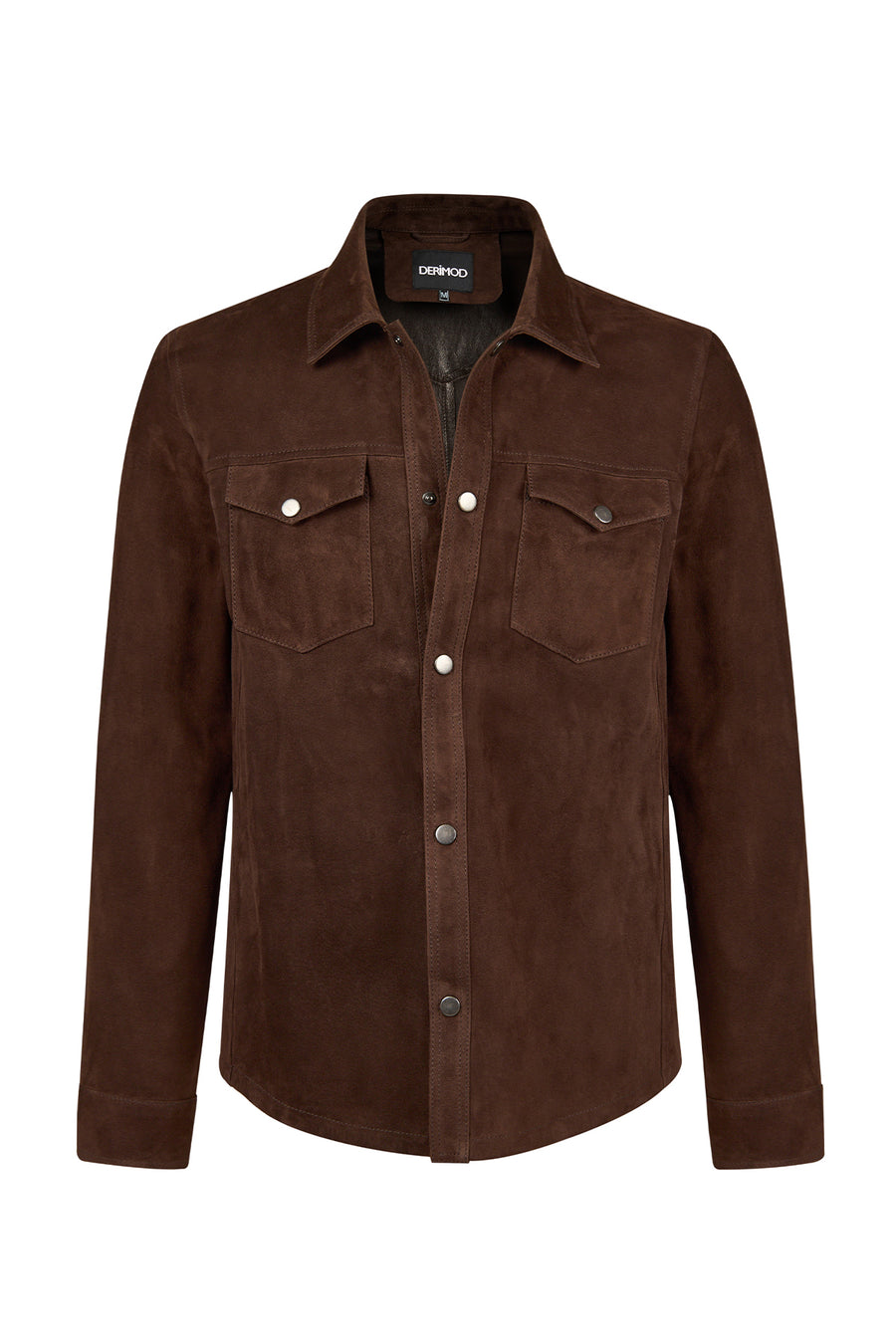 Martinez Male Brown Suede Leather Shirt Jacket