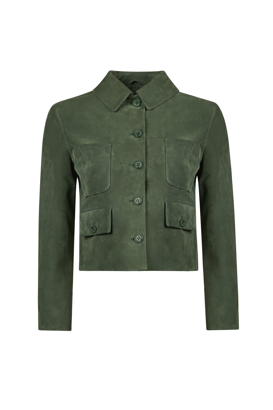Cassandra Woman Green Slim-Fit Suede Leather Jacket