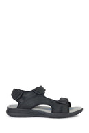 Geox Men's Black Spherica Ec5 Ankle Strap Suede Leather Sandals | Derimod