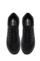 Erkek Siyah Bağcıklı Deri Casual Sneaker | Derimod