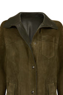 Los Angeles Woman Green Suede Coat | Derimod