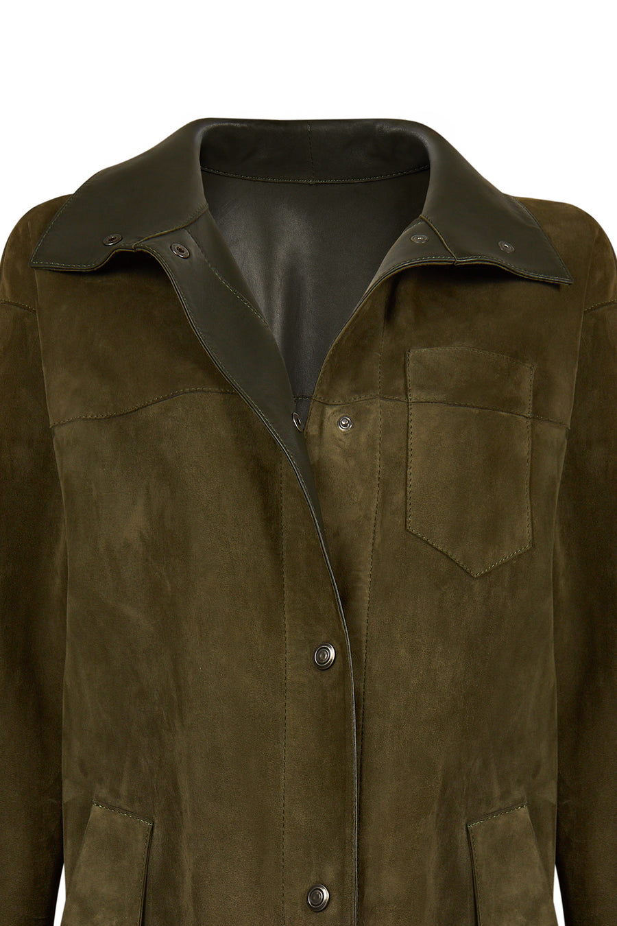 Los Angeles Woman Green Suede Coat