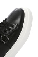 Men's Black Lace-up Thick-Sole Leather Sneaker | Derimod