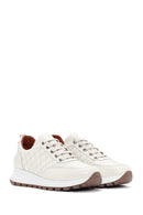 Women's Beige Leather Quilted Sneaker | Derimod