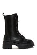 Women's Black Leather Thick Soled Boots | Derimod