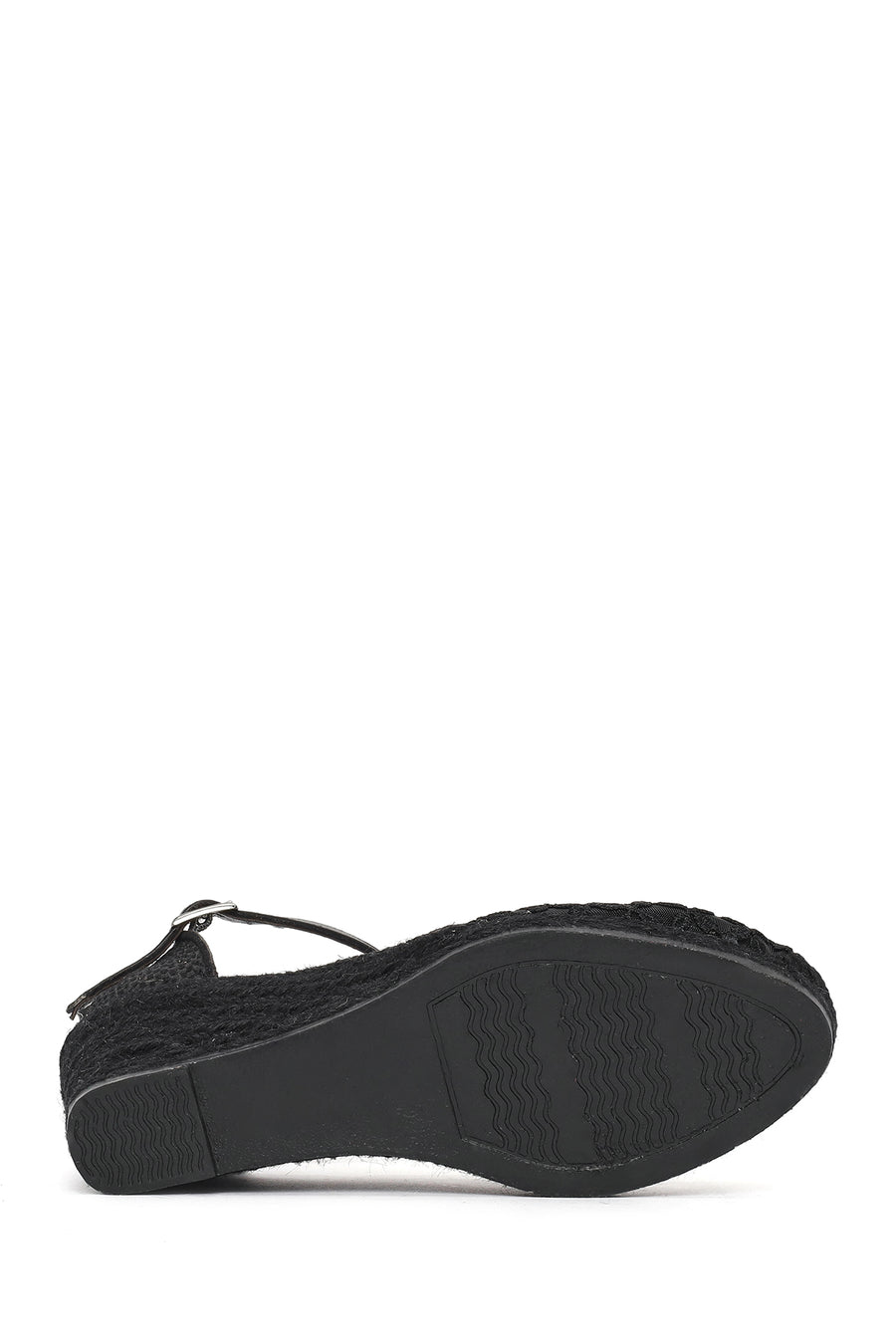 Women's Black Ankle Buckle Platform Espadrilles