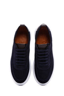 Male Navy Lace-up Suede Leather Sneaker | Derimod
