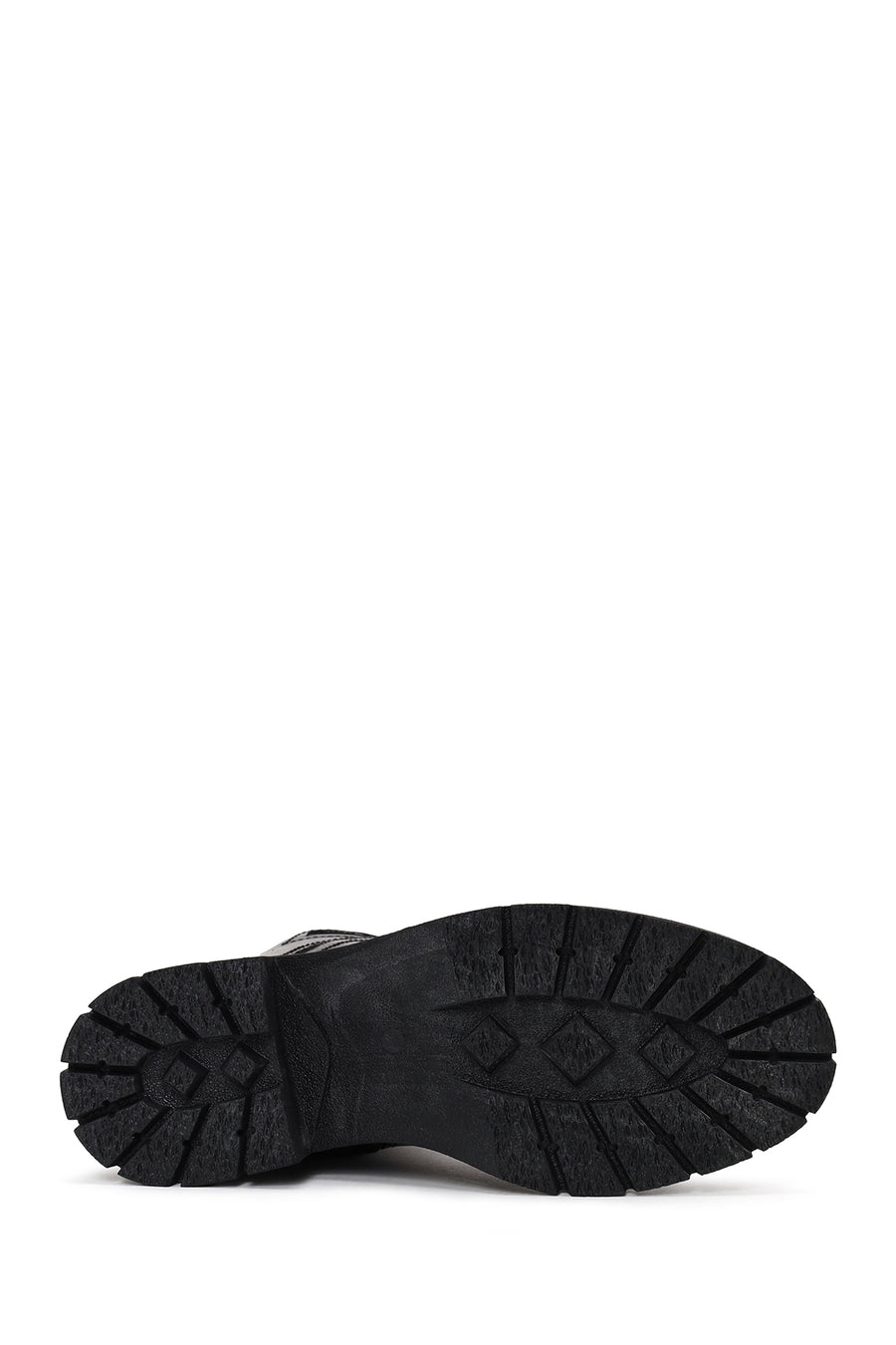 Woman Black Zip Closure Thick-Soled Leather Casual Boots