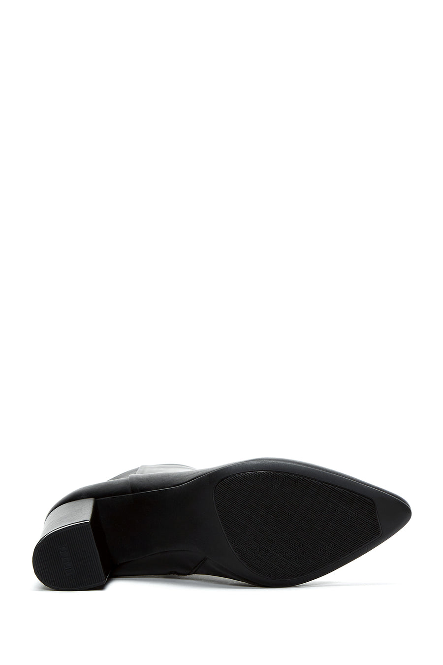 Women's Black Zipper Heeled Leather Boots