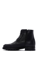 Men's Black Leather Zippered Casual Boots | Derimod