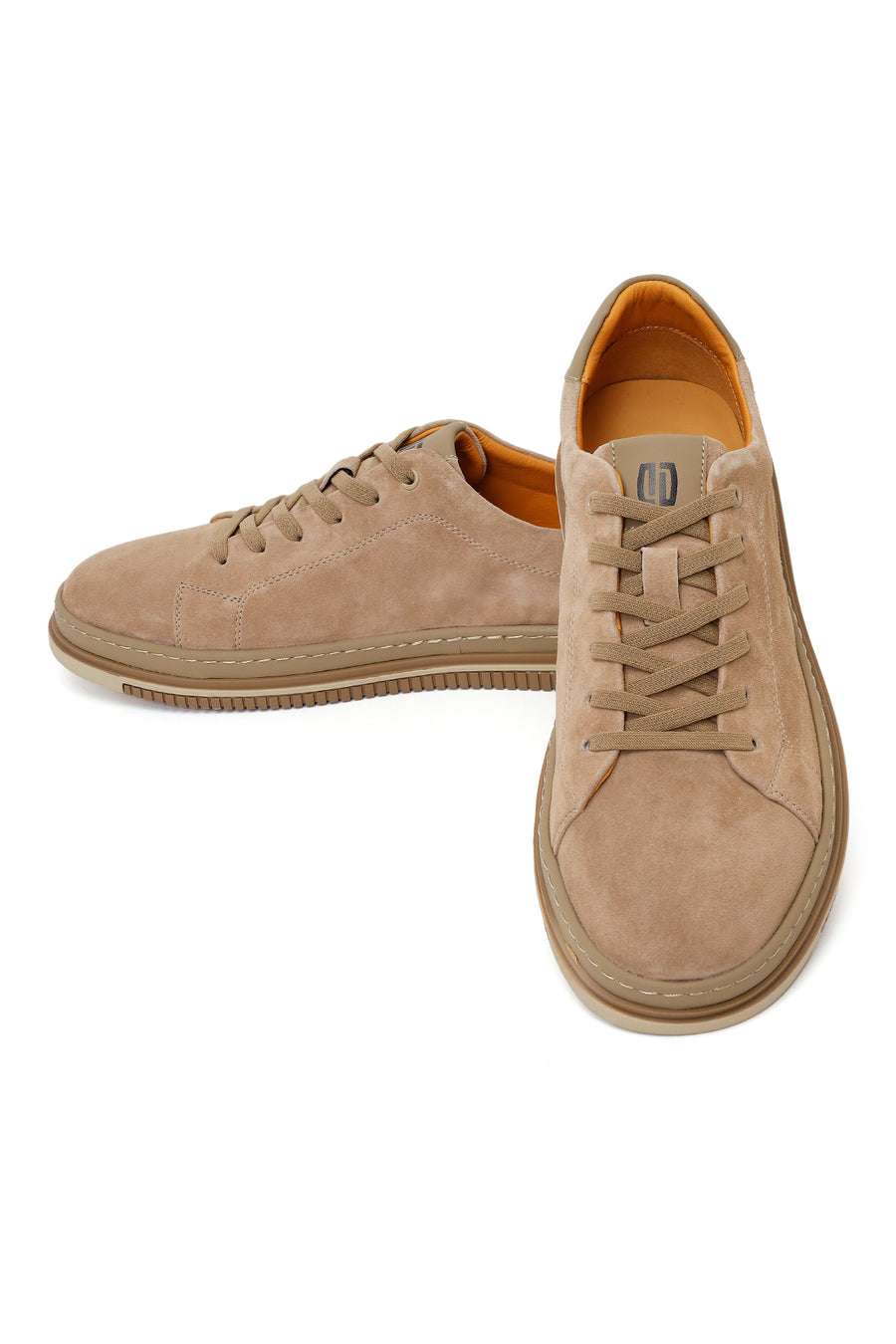 Male Beige Lace-Up Suede Leather Loafer