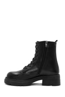 Women's Black Zippered Leather Boots | Derimod