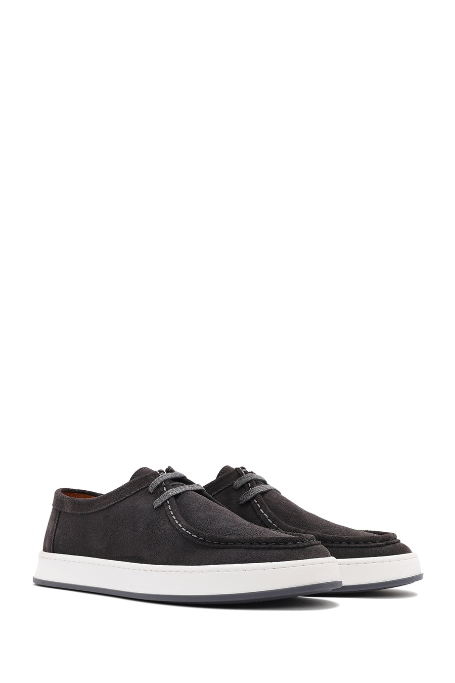 Men's Gray Lace-up Suede Leather Casual Shoes