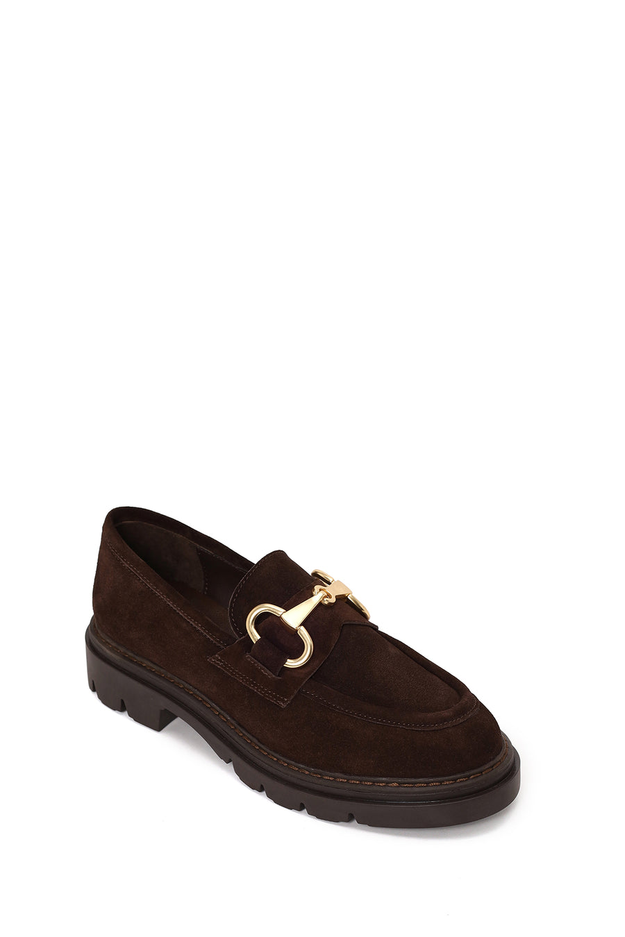 Woman Brown Buckled Suede Masculine Loafer