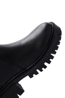 Women's Black Zippered Leather Boots | Derimod