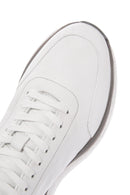 Men's White Lace-up Thick-Sole Leather Sneaker | Derimod