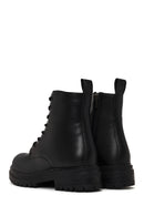 Woman Black Zip Closure Combat Boots | Derimod