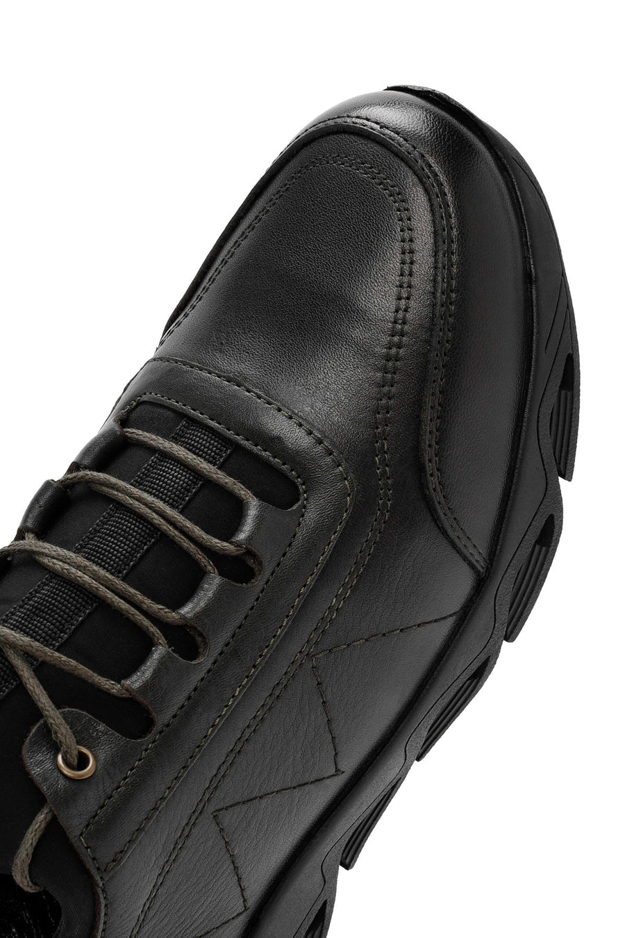 Men's Green Lace-Up Nubuck Leather Casual Shoes