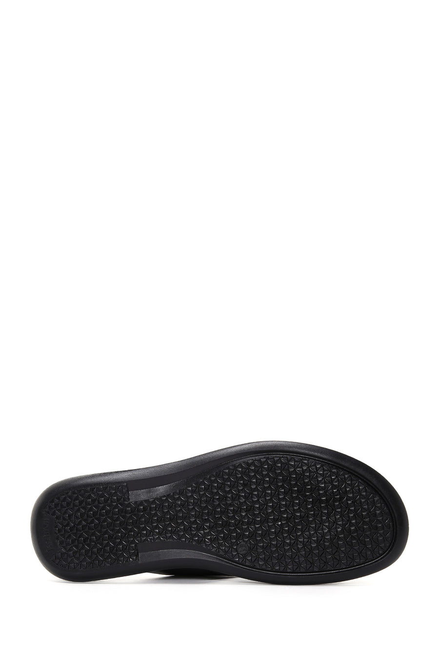 Men's Black Knitted Patterned Leather Slippers