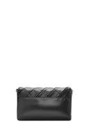 Women's Black Knitted Shoulder Bag with Printed Straps | Derimod