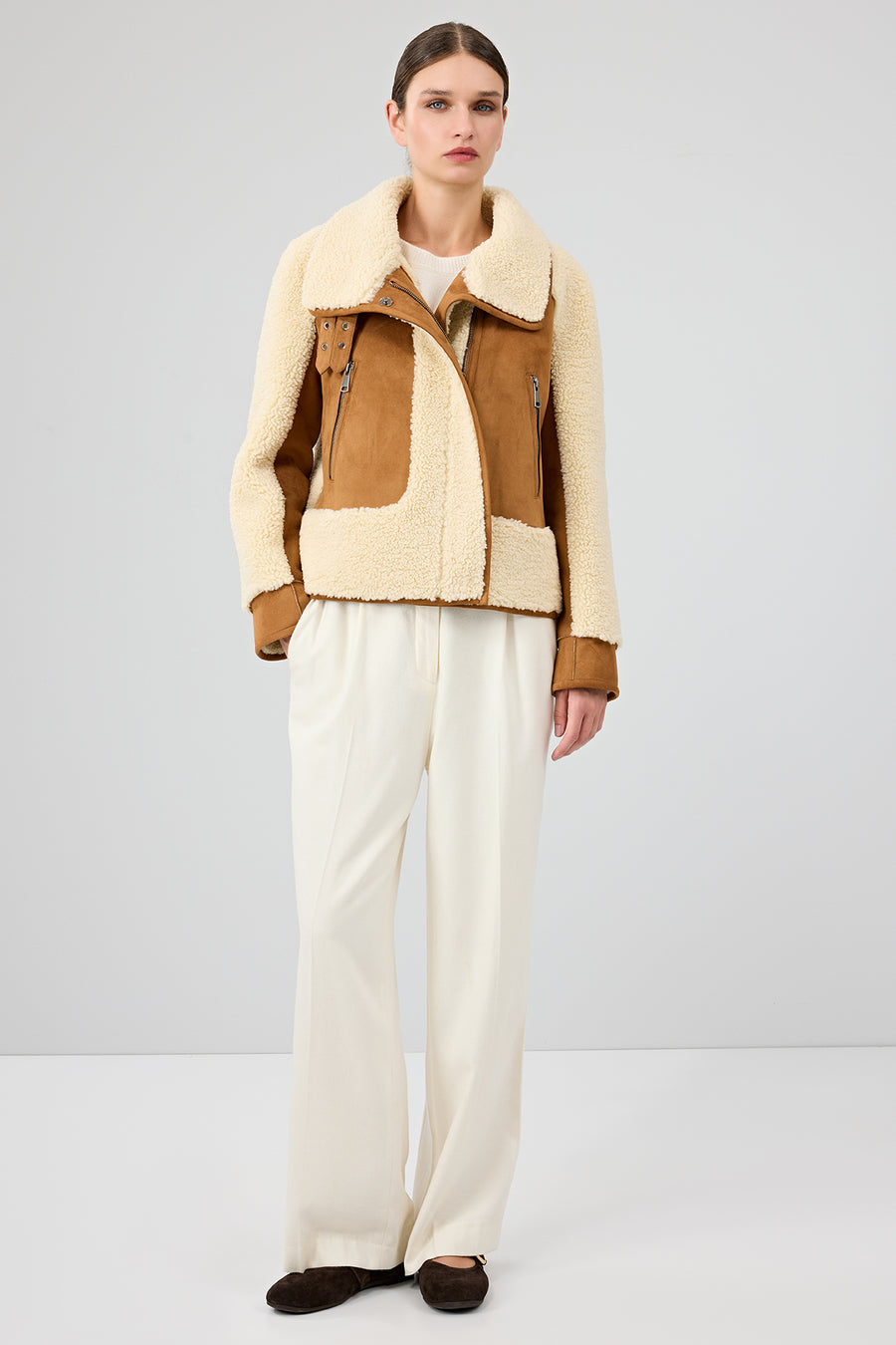 Samoens Women's Beige Short Teddy Coat