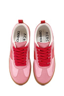 ACBC x Derimod Women's Pink Lace-Up Suede Sneakers | Derimod