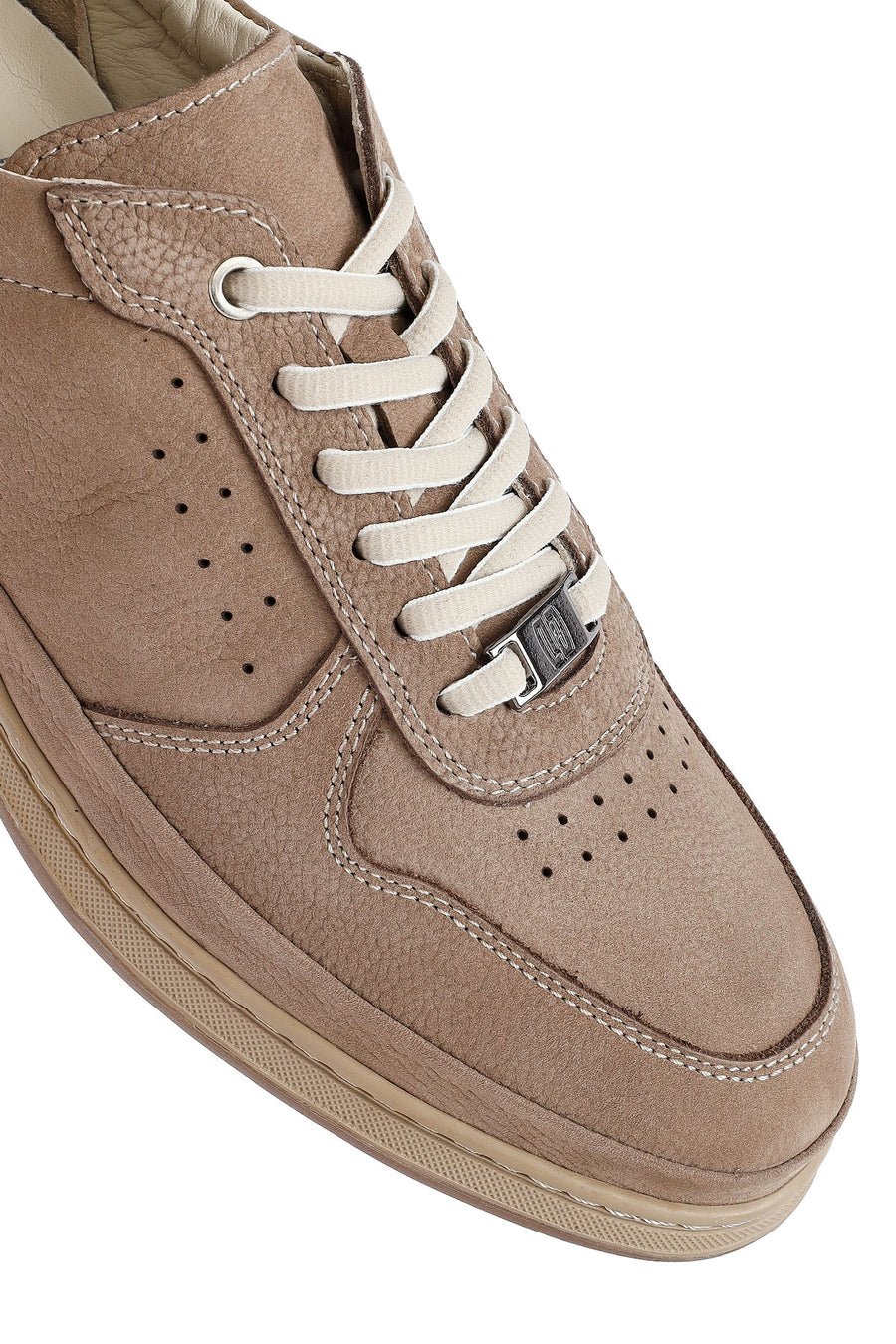 Erkek Vizon Bağcıklı Nubuk Deri Sneaker