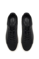 Erkek Siyah Bağcıklı Deri Sneaker | Derimod