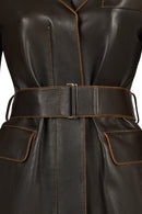 Belinda Woman Black Vintage Leather Trench Coat | Derimod