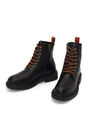 Harley Davidson Male Black Steven Zip Closure Leather Combat Boots | Derimod