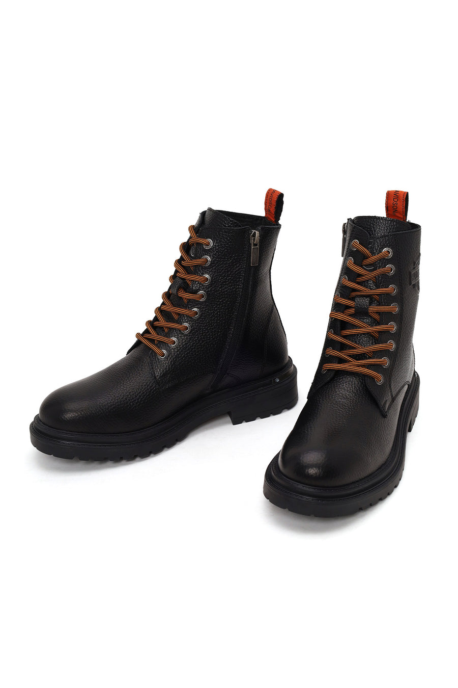 Harley Davidson Male Black Steven Zip Closure Leather Combat Boots